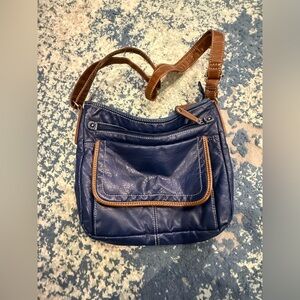 Blue Leather Crossbody Bag
